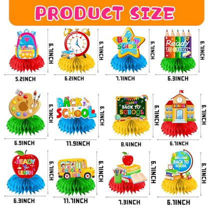 Back To School Decorations,12pcs Welcome Back To School Table Decorations Honeycomb Centerpieces Back To School Centerpieces for Tables,First Day of School Centerpieces for Classroom Office