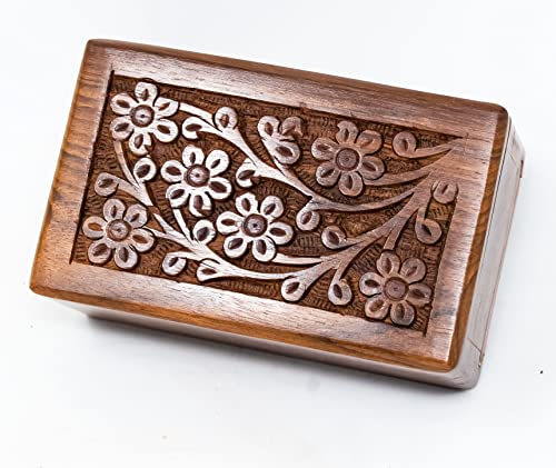Handcrafted Keepsake Wooden Urn Box for Ashes - Beautiful Wooden Urn Tree of Life Design Handmade Rosewood Cremation Urns - Small Wood Box Cremation urns - size: Medium