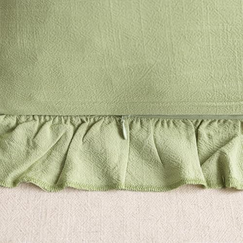 Foindtower Linen Fringe Ruffle Throw Pillow Covers 18×18 Inch Light Green - color: Light Green, size: 18" x 18" (Pack of 2)