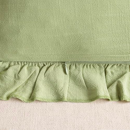 Foindtower Linen Fringe Ruffle Throw Pillow Covers 18×18 Inch Light Green - color: Light Green, size: 18" x 18" (Pack of 2)