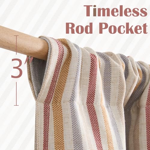 jinchan Stripe Linen Kitchen Valance Curtain, 50x18, 1 Panel, Multi Red - color: Boxter Striped | Multi Red on Linen, size: 50"W x 18"L (Pack of 1)