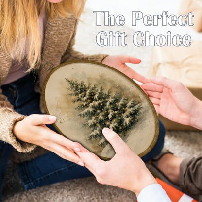 JMENGSSFL Christmas Tree Winter Rustic Oval Wall Art Hanging Decor 8.6x11.4 - color: Christmas-12