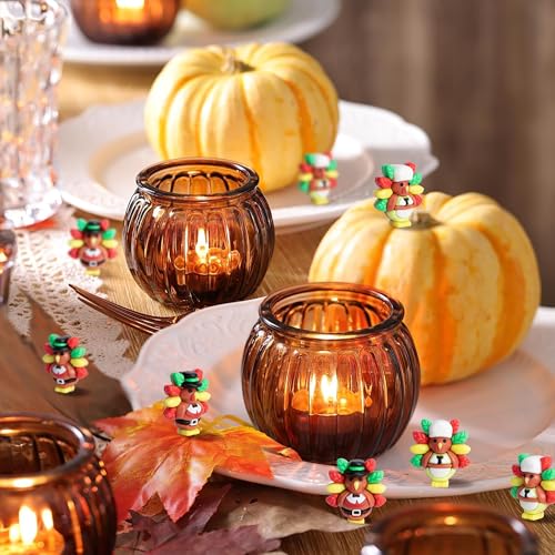 30 Pcs Thanksgiving Mini Turkey Figurines, Miniature Turkey Ornaments - color: Fall, size: 30 Pcs