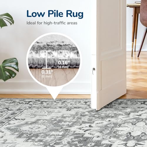 Lessymo 8 x 10 Area Rugs for Living Room, Machine Washable Rug Grey White - color: Grey Beige, size: 8' x 10' (Rectangular)