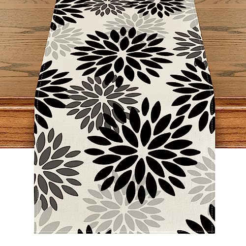 Artoid Mode Black Dahlia Halloween Table Runner 13x36 Inch - color: Black/Grey/Silver, size: 13" x 36", Table Runner