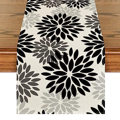 Artoid Mode Black Dahlia Halloween Table Runner 13x36 Inch - color: Black/Grey/Silver, size: 13" x 36", Table Runner