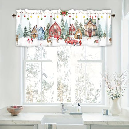 Christmas Kitchen Curtains Valances for Windows, 60x18 Inch 1 Panel - color: Christmas-lst-sd0691, size: 60"W x 18"L (Pack of 1)