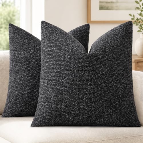 decorUhome Textured Woven Throw Pillow Covers 22x22 Set of 2 Dark Grey - color: Dark Grey, size: 22" x 22" (Pack of 2)