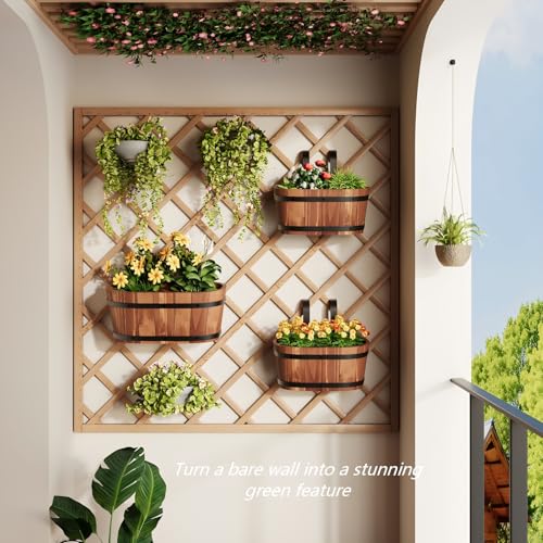 2Pack Cute Railing planter box Fence planters Window boxes planters porch - color: Brown-2pcs, size: Small