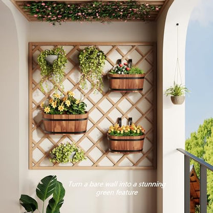 2Pack Cute Railing planter box Fence planters Window boxes planters porch - color: Brown-2pcs, size: Small