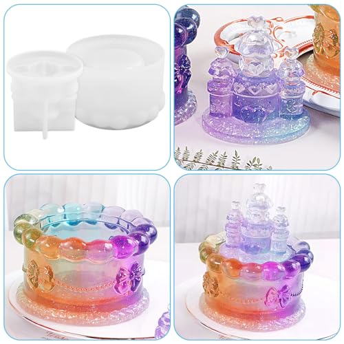Castle Resin Jar Mold with Lid, 3D Trinket Box Silicone Storage Box Moulds Epoxy Casting Mold for DIY Jewelry,Candle Holder,Home Decor,Candy Container