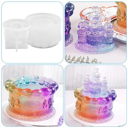 Castle Resin Jar Mold with Lid, 3D Trinket Box Silicone Storage Box Moulds Epoxy Casting Mold for DIY Jewelry,Candle Holder,Home Decor,Candy Container