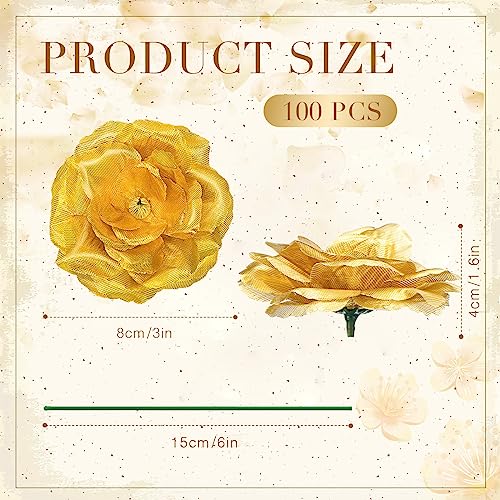 Yunlly 100 Pcs Artificial Flower for Wedding, Blue, Gold - color: Blue, Gold
