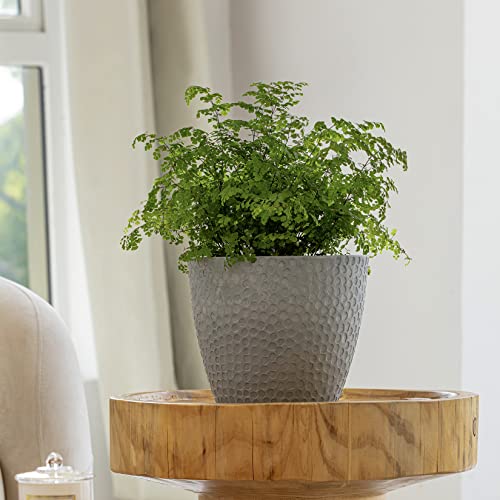LA Jolie Muse Planter Pot, Outdoor Flower Pot, 9.4 Inch Decorative Planter - color: Gray