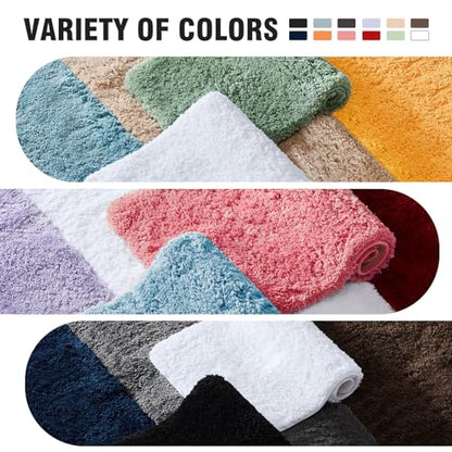 TECHMILLY Shaggy Bathroom Rugs Thick Non Slip Microfiber Mat Green 17"x24" - color: Sage, size: 1'5" x 2' (Rectangular)