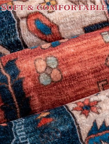 SERISSA 2'6"x12' Washable Non Slip Boho Runner Rug for Hallway，Rust - color: Rust/Multi, size: 2'6" x 12' (Runner)