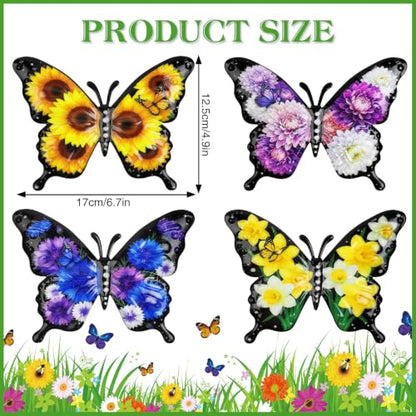 Metal Butterfly Wall Art Flower Print Butterflies Outdoor Fence Decor