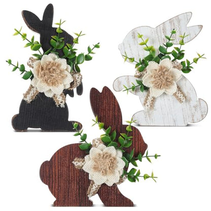 Yousoontic 3 Pcs Easter Table Decorations Farmhouse Bunny Decor, Side - style: Side