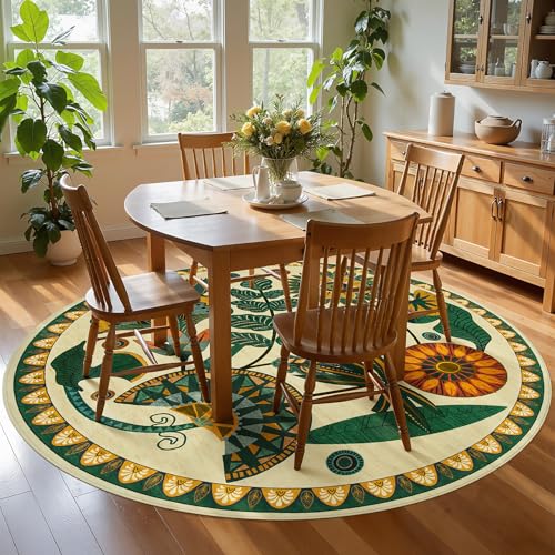 Joydeco Washable Round Rugs 6FT, Circle Area Rug for Bedroom Living Room - color: Beige, size: 6' (Round)