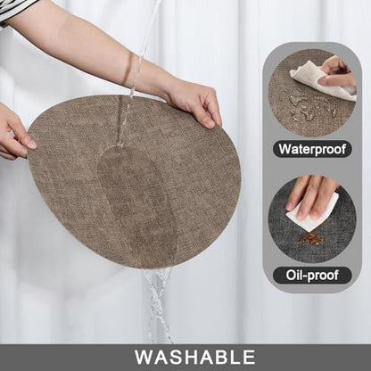 Myir JUN 14" Round Placemats Set of 4, Reversible Dual-Color Place Mats - color: Gray Brown