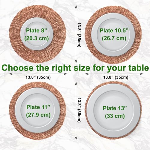 13.8" Set of 8 Brown Round Seagrass Placemats by Laquedecraft