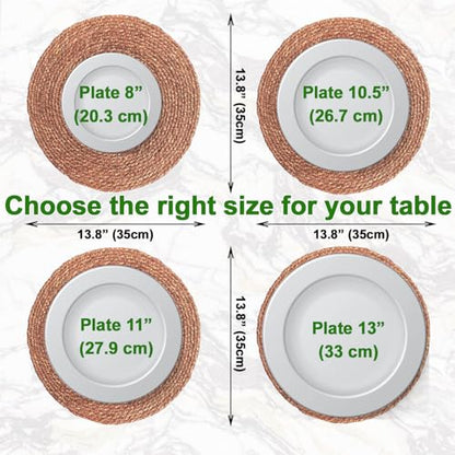 13.8" Set of 8 Brown Round Seagrass Placemats by Laquedecraft