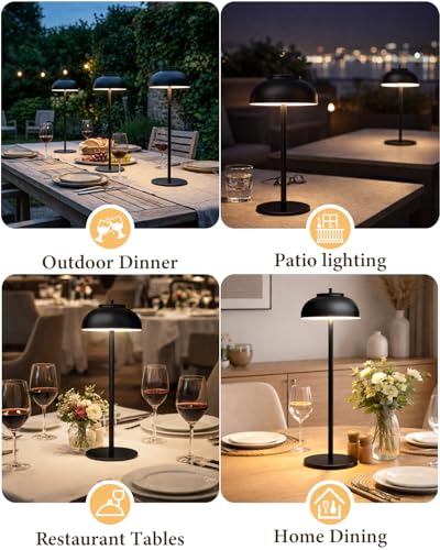 Cordless Table Lamps, Rechargeable LED Touch Lamp, Black, 4 Pack - color: Black-Set of 4