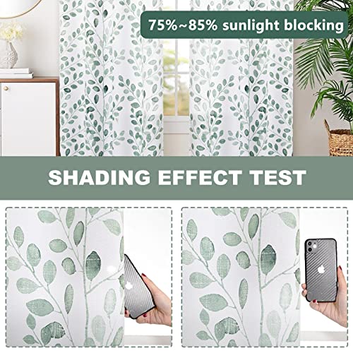 MYSKY HOME Green Leaf Curtains 63 Inch Length for Living Room Grommet 2 Pcs - color: Leaf-green, size: 52"W x 63"L (Pack of 2)