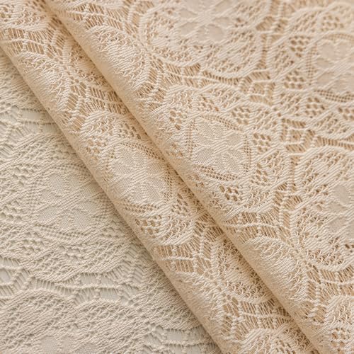 Sheer Boho Lace Curtains 96 Inches Long, Beige, Set of 2 Panels - color: Beige, size: 59"W x 96"L (Pack of 2)