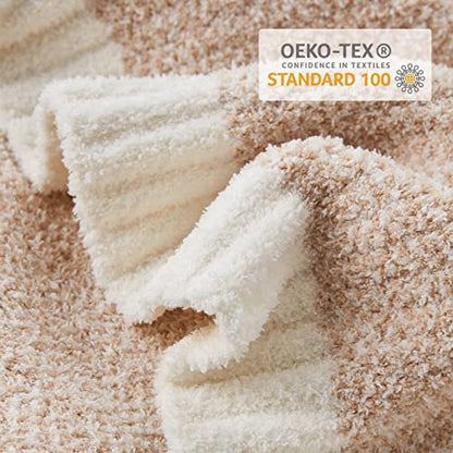 Snuggle Sac Queen Size Bedding Blankets, Super Soft Warm Oversized Bed Blankets Cozy Knit Fuzzy Blankets for Bed, Heather Beige, 90x90 inches - color: Heather Beige, size: Queen (90"x90")
