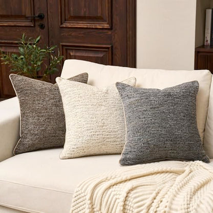 Yangest Chenille Pillow Cover 12 x 20 Inches, Thick Textured Rectangle Throw Pillow Cover Farmhouse Modern Soft Accent Couch Neutral Pillow Cover for Living Room Bedroom, Beige - color: Beige, size: 20" x 12" (Pack of 1)