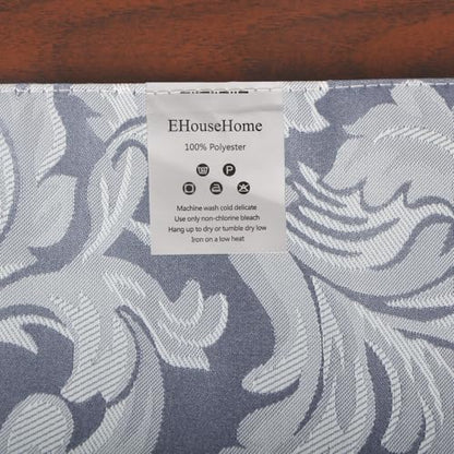 EHouseHome Jacquard Damask Reversible Blue and Grey Table Runners with Tassels 13 x 72 inch Wrinkle and Water Resistant Spill-Proof Decorative Dining and Wedding Runners - color: B&g With Tassels