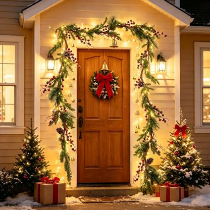winemana 6 FT Pre-lit Artificial Christmas Garland with Lights for Mantle