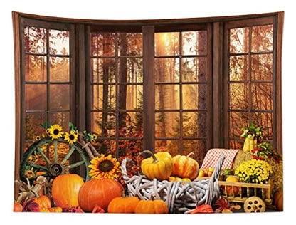 HVEST Farmhouse Fall Tapestry Wall Hanging for Bedroom,40L x 60W Inches - color: Yellow, size: 40"L x 60"W