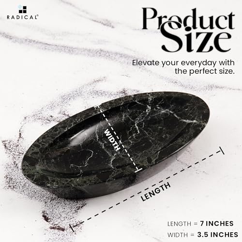 Radicaln Marble Jewelry Dish 7 Inches Handmade Black Trinket Tray - color: Black