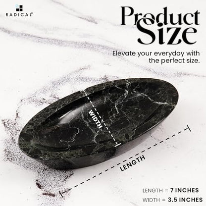 Radicaln Marble Jewelry Dish 7 Inches Handmade Black Trinket Tray - color: Black