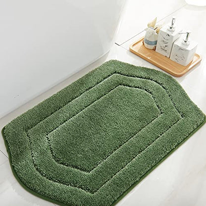 COSY HOMEER Plush Non-Slip Bath Mat, Green, 17" x 27" - color: Green, size: 17" x 27" (Oval)