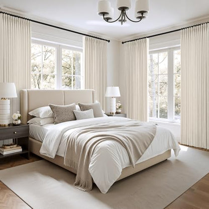 MIULEE Pinch Pleated Thick Linen Curtains 40x80 Inch Birch 4 Panels Set - color: Birch, size: 40"W x 80"L (Pack of 4)