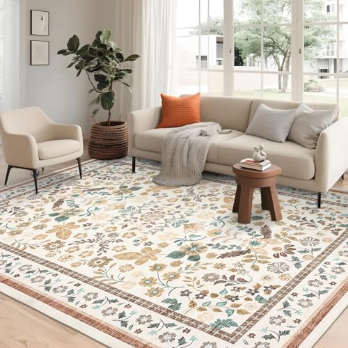 GarveeHome Rugs for Living Room 9x12 Machine Washable Soft Beige - color: Beige, size: 9' x 12' (Rectangular)