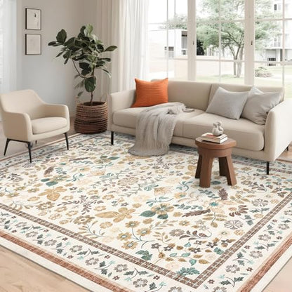 GarveeHome 6x9 Area Rugs for Living Room Machine Washable Beige - color: Beige, size: 6' x 9' (Rectangular)