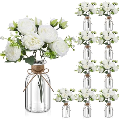 Suncalla 10 Sets Vintage Glass Vases Centerpiece Table Decorations