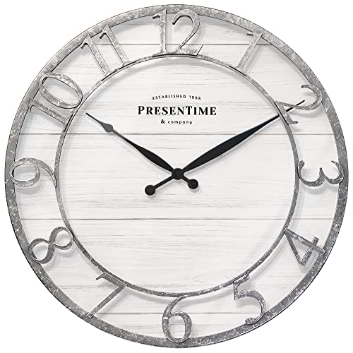 Presentime 21" Farmhouse Series Wall Clock - color: Galvanized Finish, size: 21 inch
