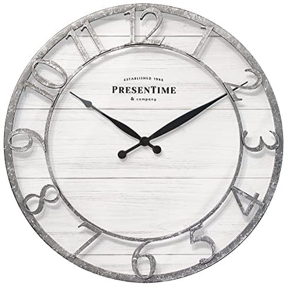 Presentime 21" Farmhouse Series Wall Clock - color: Galvanized Finish, size: 21 inch