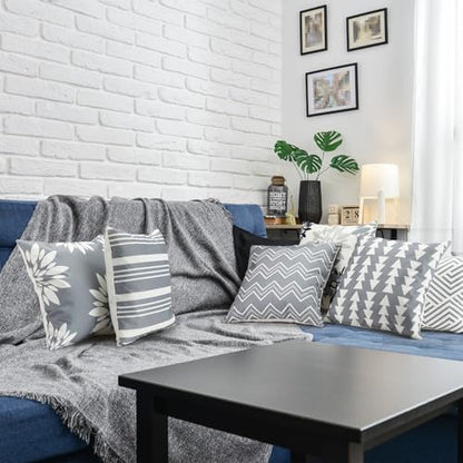 Flutesan 12 Pcs Pillow Covers 18x18 Geometric Linen for Couch, Gray - color: Gray