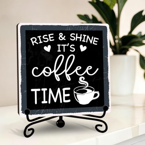 Funny Coffee Bar Decor, 5"x5" Coffee Bar Sign - color: Matte Charcoal Gray