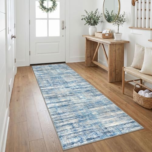 KOZYFLY Modern Hallway Runner Rug 2.6x8 Washable Rug Runner Blue Beige - color: Blue Beige, size: 2'8" x 8' (Runner)