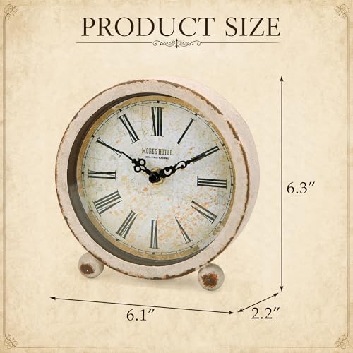 NIKKY HOME Vintage Metal Table Clock, Silent Non-Ticking