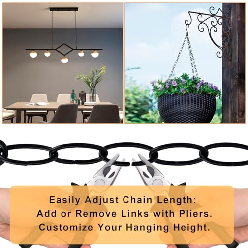 6 Feet Industrial Black Light Fixture Chain, 72 Inches Long, Metal