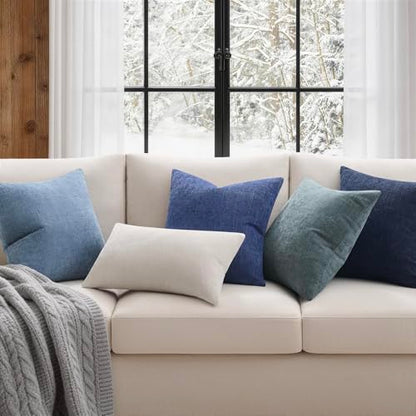 JUSPURBET Chenille Texture 16x16 Throw Pillow Covers Set of 2,Blue - color: Blue, size: 16" x 16" (Pack of 2)