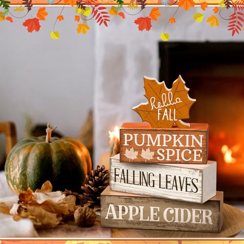Moucuny 4 Pcs Fall Decor Wooden Maple Leaf Decoration Thanksgiving Decor - style: Maple Leaf